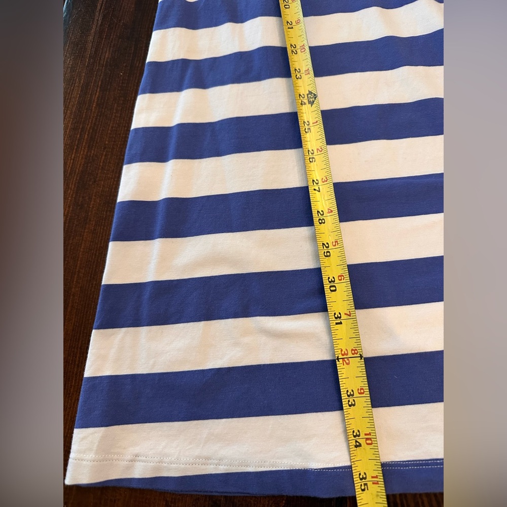 Tyler Boe Alexa white/corsican blue striped 3/4 sleeves cotton blend M dress - Picture 13 of 14